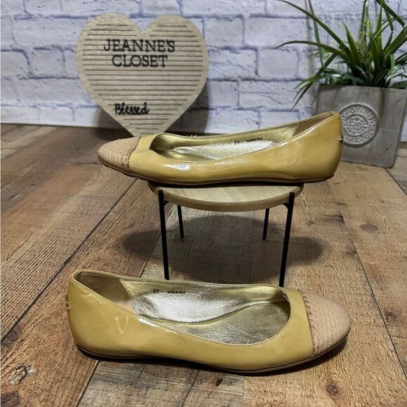 Jimmy Choo Animal Print Cap Toe Tan Patent Leather Ballet Flats EUR 39 - Picture 2 of 15